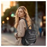 WYFJNX Women Backpack Purse Bag PU Leather Travel Backpack Purse for Women Ladies Shoulder Bags Satchel Handbag 2 Piece Black