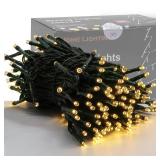 Home Lighting 66ft Christmas Decorative Mini Lights, 200 LED Green Wire Fairy Starry String Lights Plug in, 8 Lighting Modes, for Indoor Outdoor Xmas Tree Wedding Party Decoration (Warm White)