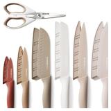 Astercook Knife Set, 13 Pieces Kitchen Knives Set with Healthy Anti-Rust Coating, Dishwasher Safe, Stainless Steel Chef Knife Sets with 6 Blade Guards, Perfect Holiday Gifts for Kitchen