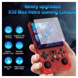 R36MAX Retro Game Console, 4.0 inch Retro Gaming Console with 128GB Memory, Video Game Consoles with 4000mAh Battery and 30+ Emulators, Red