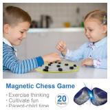 Magnetic Chess Game, Magnetic Chess Game with Stones, Magnet Game with String, 2 Player Party Travel Fun Games Table Top Magnet Strategy Game (A)