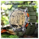 Military Smart Watches Built-in GPS, 170+ Sport Modes for Men with Flashlight, Smartwatch for Android Phones and iPhone, 1.43\" AMOLED Screen Bluetooth Call Compass Altimeter (Sivler & Camo (2 Bands))