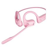 Open Ear Headphones with Mic, 29g Bluetooth Headset, Sweat Resistant,12Hrs, Dual Connect, Wireless Bluetooth Headphones with Noise Cancelling Microphone & Mute, for Work, Workout, Driving, Call, Pink