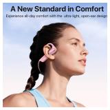Open Ear Headphones with Mic, 29g Bluetooth Headset, Sweat Resistant,12Hrs, Dual Connect, Wireless Bluetooth Headphones with Noise Cancelling Microphone & Mute, for Work, Workout, Driving, Call, Pink