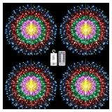 Techip 4Pcs Multicolor String Lights - 225LED Copper Wire Hanging Lights with Remote, 8 Modes, Waterproof for Wedding & Christmas Decorations