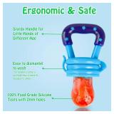 Baby Fruit Feeder/Food Feeder Pacifier for Babies (2 Pack) - HAOBAOBEI Mesh Teethers for Babies, Infant Teething Toy in Appetite Stimulating Colors, Bonus Includes 3 Sizes Silicone Pouches