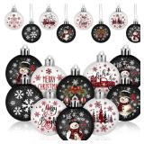 HyDren 40 Pcs Mini Christmas Tree Ornaments Black White Snowman Christmas Decoration 1.2 Inch Mini Hanging Xmas Ball Ornaments for Xmas Holiday Wedding Decorations