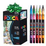 posca Paint Markers, 3M Fine Point Acrylic Paint Pens with Reversible Tips, Art Supplies For Gifts, Decorations, Fabric, Metal, Glass, Wood and Canvas, Set of 24