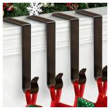 SPSHENG Stocking Holders for Mantle, Christmas Stocking Hooks, 4 Pack Stocking Hangers for Mantel, Non-Skid Stocking Hangers, Lightweight Stocking Hooks for Fireplace Home Party Decor