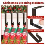 SPSHENG Stocking Holders for Mantle, Christmas Stocking Hooks, 4 Pack Stocking Hangers for Mantel, Non-Skid Stocking Hangers, Lightweight Stocking Hooks for Fireplace Home Party Decor