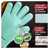 KITCHEN PERFECTION Silicone Smoker Oven Gloves -Extreme Heat Resistant BBQ Gloves -Handle Hot Food Right on Your Smoker Grill Fryer Pit|Waterproof Oven Mitts Grill Gloves |Superior Value Set+3 Bonuses