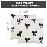 VigorSpring Black Bow Pillow Covers 18x18 Set of 2, Plush Bowknot Aesthetic Decor for Bed Sofa Couch, Fall Christmas Home Accents
