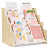 Kesiya Greeting Card Display Stand , Acrylic Sticker Display Holder for Vendors, Counter Retail Display Rack , 4-Tiered Wooden/Acrylic Display stand for postcard /Brochure/Photos/Picture