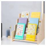 Kesiya Greeting Card Display Stand , Acrylic Sticker Display Holder for Vendors, Counter Retail Display Rack , 4-Tiered Wooden/Acrylic Display stand for postcard /Brochure/Photos/Picture