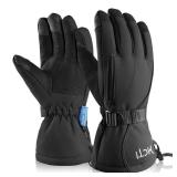 MCTi Waterproof Mens Ski Gloves Winter Warm 3M Thinsulate Snowboard Snowmobile Cold Weather Gloves Black Large
