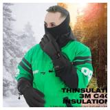 MCTi Waterproof Mens Ski Gloves Winter Warm 3M Thinsulate Snowboard Snowmobile Cold Weather Gloves Black Large