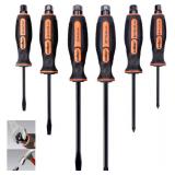 HORUSDY 6-Pieces Magnetic Screwdriver Set, 3 Phillips and 3 Flat Head Tips Screwdriver for Fastening, Chiselling and Loosening Seized Screws (New Screwdriver Set)