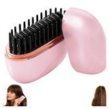 Mini Hair Straightener,Rechargeable Wireless Portable Hair Straightener Brush,3-Speed Temperature Control,Mini Hair Straightener for Women,Idea for Home Travel (Pink)