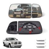 GrteRokky Passenger Side Upper & Lower Side Mirror Glass Compatible for 2010-2020 Dodge Ram 1500 2500 3500 tow Big Lens with Holder Heated Replace 68067728AA 68067730AA