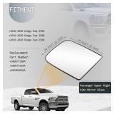 GrteRokky Passenger Side Upper & Lower Side Mirror Glass Compatible for 2010-2020 Dodge Ram 1500 2500 3500 tow Big Lens with Holder Heated Replace 68067728AA 68067730AA