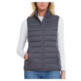 Spyder Womens Puffer Vest - Lightweight Sleeveless Puffer Vest Women - Cozy Fall Fashion Warm Quilted Jackets for Women, Size Medium, Charcoal