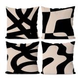 KEUSPI Black and Beige Throw Pillow Covers, Boho Modern Abstract Decorative Black and Pink Beige Cream Pillow Covers Decor for Couch Living Room Home 18x18 Set of 4
