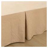 Bed Skirt Full Size, Pleated Waffle Weave Bed Skirt with Split Corners, Full Bed Skirt 16 Inch Drop (Light Camel, Full - 16\" Drop)