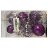 Clear Christmas Ball Ornaments,24ct Shatterproof Plastic Decorative Christmas Ornaments Hanging Xmas Tree Baubles Set with Stuffed Delicate Glittering Decorations for Holiday Party Home Decor(Purple)