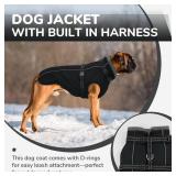 PUMYPOREITY Dog Coat with Harness Built in, Reflective Fleece Jacket, Thick and Warm Winter Coat, Medium Dog Jacket with Zip, Cold Weather Coats for Outdoor, Windproof Pet Snowsuit, Black, M