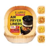 Large Air Fryer Liners Disposable 135 PCS, 9 Inch Unbleached Parchment Paper Sheets, Food Grade Non-Stick and Oil Resistant for Baking Griling, 6-10 QT Airfryer Basket Linker, Square