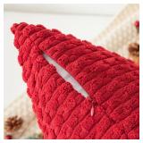 Kevin Textile Valentines Pillow Covers Cushion Cases Throw Pillow Cover Stripe Pattern Decorative Soft Corduroy Cushion Covers Stripes for Living Room Set of 2 18x18 Inch Burgundy