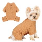 Dog Sweaters for Small Dogs Winter Dog Pajamas Sized Dogs Boy Girl Fleece Pet Clothes Puppy Outfit 4 Legs Jumpsuits for Chihuahua Yorkie Cat Apparel, Khaki, M