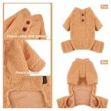 Dog Sweaters for Small Dogs Winter Dog Pajamas Sized Dogs Boy Girl Fleece Pet Clothes Puppy Outfit 4 Legs Jumpsuits for Chihuahua Yorkie Cat Apparel, Khaki, M