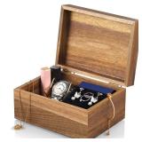 DRASTAR Keepsake Box, Acacia Wood Memory Box with Hinged Lids, Wooden Jewelry Box, Small Storage Box,3x5, 4x6 Decorative Card Box, Bridal Shower Gifts