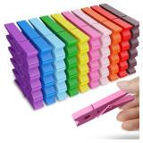 50PCS Colored Wooden Clothespins, 2.9inch 10 Color Clothes Pins for Clip Pictures Photos Decorative, Small Colorful Wood Decoration Closepins Clips,10 Color Each 5Pcs (Colored)