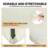 2 Pack 6 Feet Ivory Spandex Tablecloth for Rectangular Tables, Fitted & Stretch, Washable, Wrinkle Resistant, Perfect for Event, Wedding, Party, Banquet, Cocktail, Festival, and Table Protector