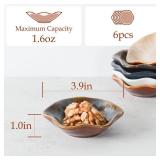 NUTRIUPS 6 Pack Soy Sauce Dish 1.6oz Ceramic Dipping Bowls 3.9inch Dipping Sauce Bowl Small Bowls for Side Dishes (Flower-Set of 6)