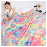 obinsm Rainbow Fleece Throw Blanket, Ultra Soft Warm Lightweight Flannel Microfiber Plush Throw for Couch Sofa Bed, Fuzzy Cozy Blanket for Women, Home Decor Travel Camping Gift, 50x60