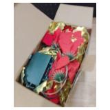 Glintoper Christmas Poinsettia Garland, 9 FT Lighted Artificial Garlands with Red Flowers, Battery Operated with Timer Poinsettia String Lights, Light up for Xmas New Year Holiday Home Decor