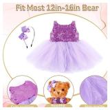 Relaxgiant 6 Pcs Bear Clothes with Bow Headbands Fit 12-16 Inch Dolls Stuffed Animals Bear Dress Tutu Skirt Accessories Make Your Own Stuffed Animals(Vibrant,Tutu)