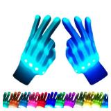 COLEDRE Kids Toys 12 Colors LED Gloves Cool Toys Gifts for Age 5-7 8-12 Years Old Boys Girls Stocking Stuffers Kids Teens Christmas Halloween Costumes Light Up Gloves Birthday Parties Gifts (1 Pair M)