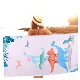 LIVILAN Small Dinosaur Beach Towel for Kids, 24âx48â, Microfiber, Quick Dry, Sand Free, Lightweight, Thin, Perfect for Girls, Boys, Bath, Swim, Shower, Unique Dinosaur Gifts and Decorations