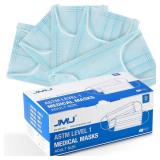 JMU 3 Ply Disposable Face Mask for Adult, Medical Grade, Comfortable & Breathable Suitable for Protection, 50 Pack, Blue