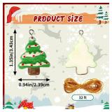 DTOFOOT 48PCS Mini Resin Christmas Ornaments Tiny Christmas Hanging Ornaments for Tree Xmas Miniatures Figurines Charms with String Resin Hanging Pendants for Holiday Party Decorations