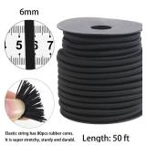 6mm Black Bungee Cord 1/4in 50ft Heavy Elastic Cord for Sewing Stretchy Nylon Rope String Kayak Tie Down Straps Tent Elastic Cord Replacement for Crafts-Clothing-Outdoor Supplies (ZH150)