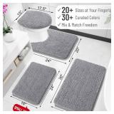 OLANLY Bathroom Rugs 24x16, Extra Soft Absorbent Chenille Bath Rugs, Rubber Backing Quick Dry, Machine Washable Bath Mats for Bathroom Floor, Tub and Shower, Home Decor Accessories, Grey