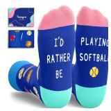 HAPPYPOP Softball Gifts for Girls Boys - Gifts for Softball Players Team, Socks for Preteen Tween Girls Boys Kids Stocking Stuffers