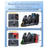 FASTSNAIL [Switch 2/1 Compatible] Charging Dock for Nintendo Switch 2/1/OLED for Joycon 2, 10 in 1 Fast Charger Station Stand for Pro Controller 2/1 with 11 RGB Modes, LED Indicator, Charger Cable