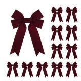 Meseey 12 Pcs Burgundy Velvet Ribbon Bow Christmas Wreath Bows for Garland Gift Wrapping Indoor Outdoor Christmas Parties Decorations (Burgundy, 12)