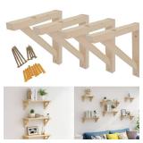 OVOV 4 Pack Wall Mount Wood Shelf Bracket Triangle Wooden Shelf Brackets for Plank Sconce Plug in Pendant Lamp Decorative DIY Wooden Bracket Include Mounting Screws 7 Inch